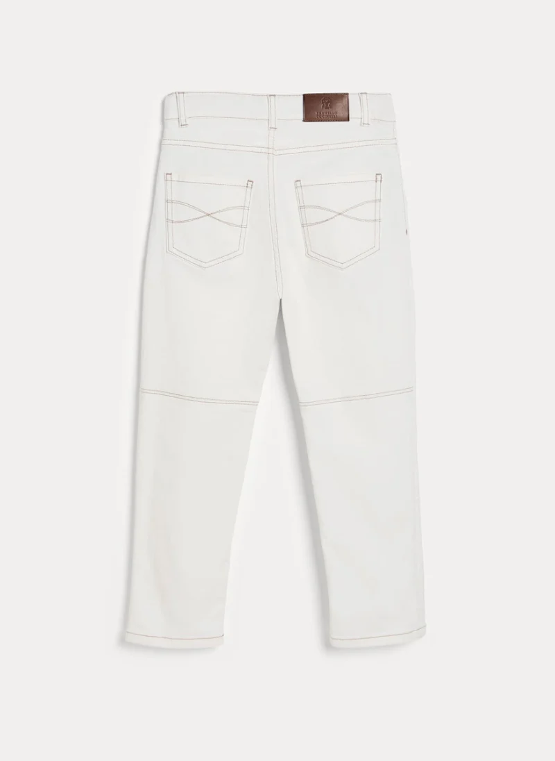 Деним с контрастни детайли Brunello Cucinelli Kids 6 — снимка 11
