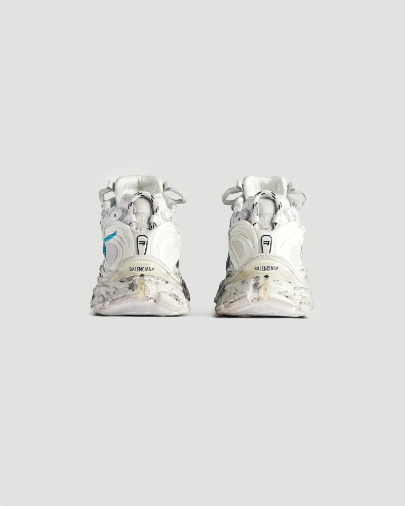 Runner Graffiti Sneaker in White and Blue — снимка 5