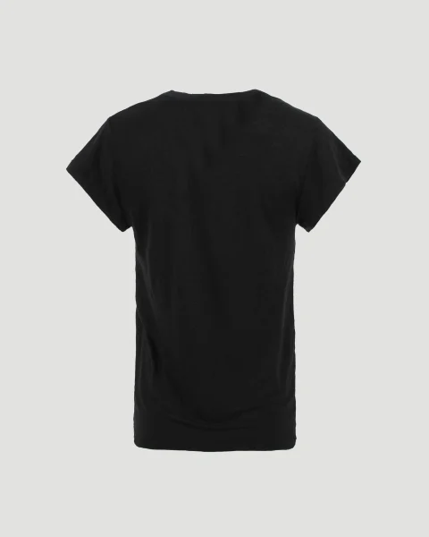 Linen T-Shirt in Black — снимка 2