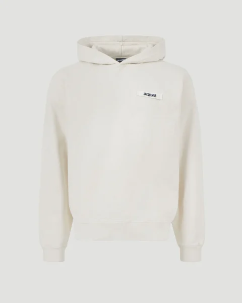 Grosgrain Logo Hoodie in Beige