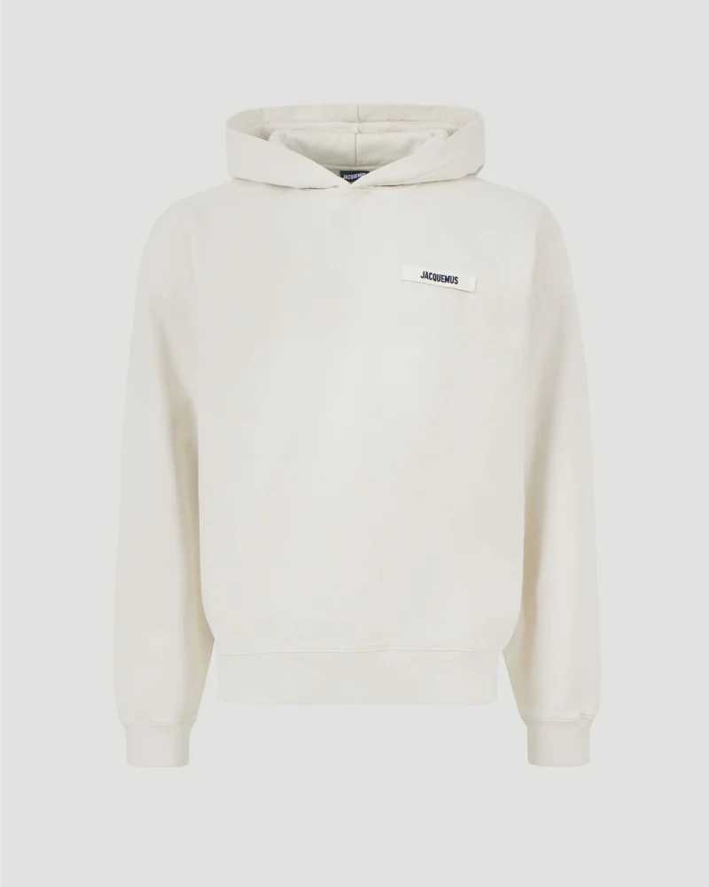Grosgrain Logo Hoodie in Beige