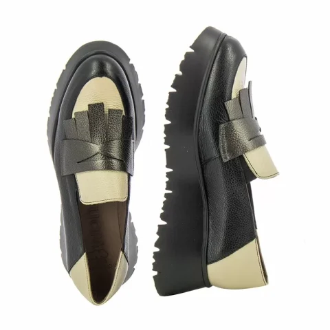 Дамски Мокасини WONDERS – C-7312 MEDIANOCHE NEGRO/CREAM/PLOMO — снимка 5