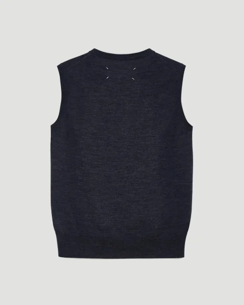 Knit Vest in Navy — снимка 2