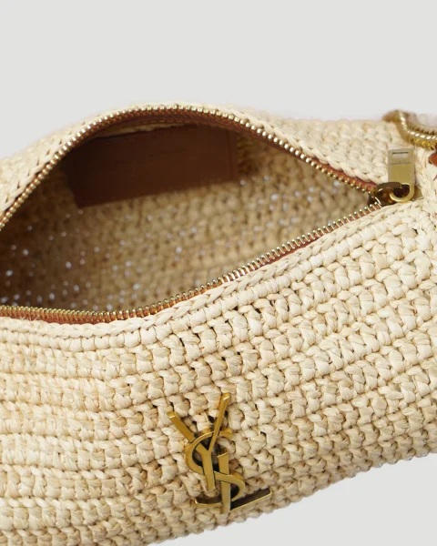 Cassandre Small Cylindric Bag in Raffia and Vegetable-Tanned Leather — снимка 5