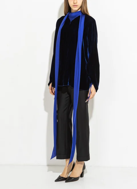 Блуза от кадифе и макси панделка Lanvin — снимка 6