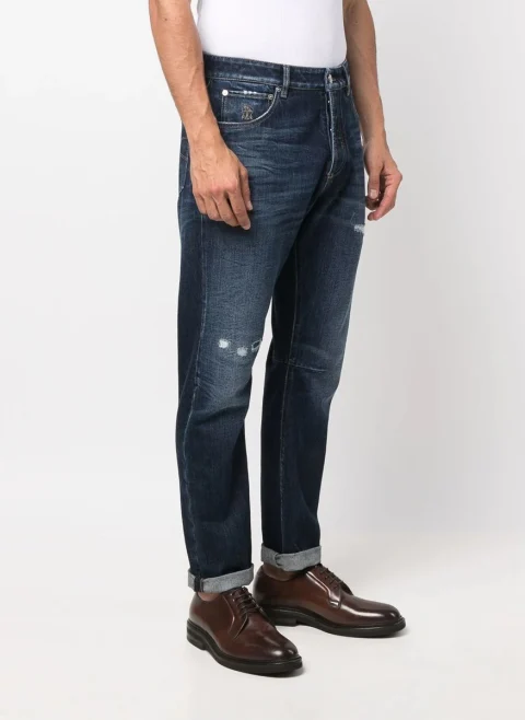 Деним с износен ефект Brunello Cucinelli