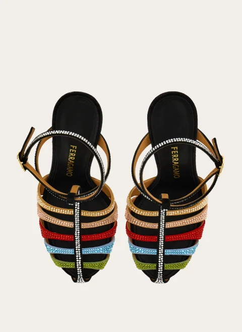 Сандали на ток с декоративни кристали Ferragamo — снимка 3