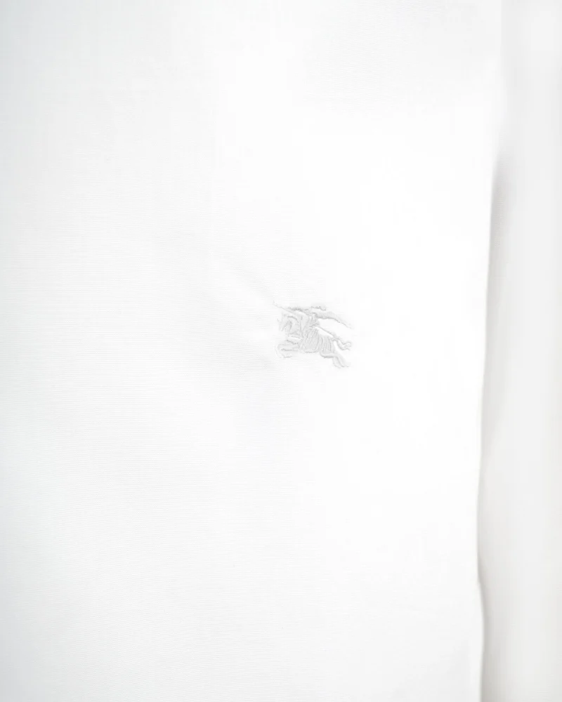 Slim Fit Cotton Shirt in White — снимка 3