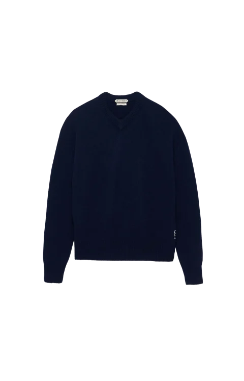 V-Neck Cashmere Jumper in Navy