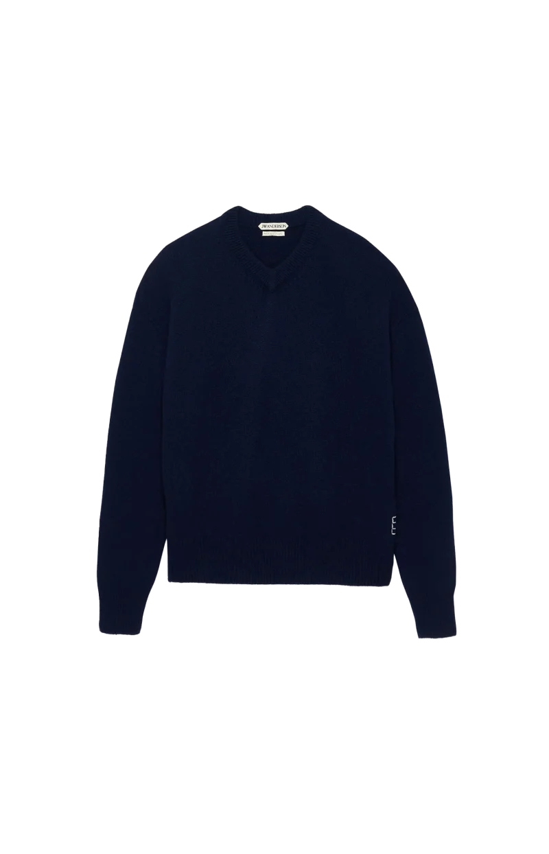V-Neck Cashmere Jumper in Navy