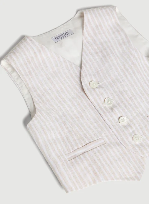 Раиран елек от лен Brunello Cucinelli Kids 24-36M — снимка 2