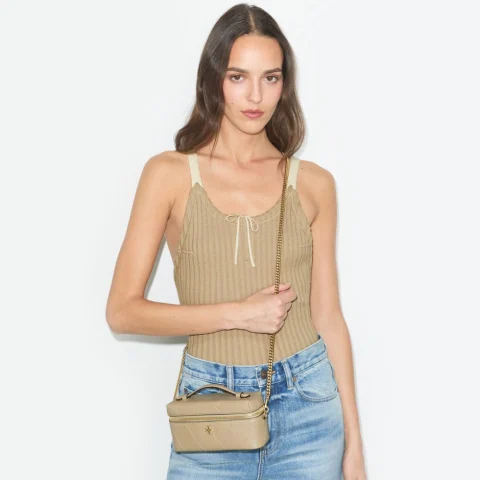 Дамска бежова чанта Charlie TORY BURCH — снимка 7