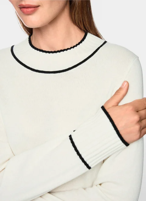 Пуловер от фина вълна с контрастни детайли Marc Cain Sports — снимка 10