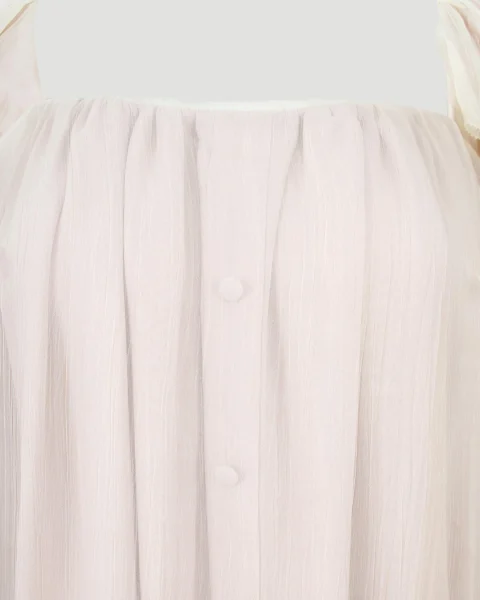 Silk Creponne Mini Dress in Ivory and Pink — снимка 3