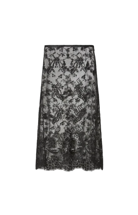 Peonia Lace Skirt in Black