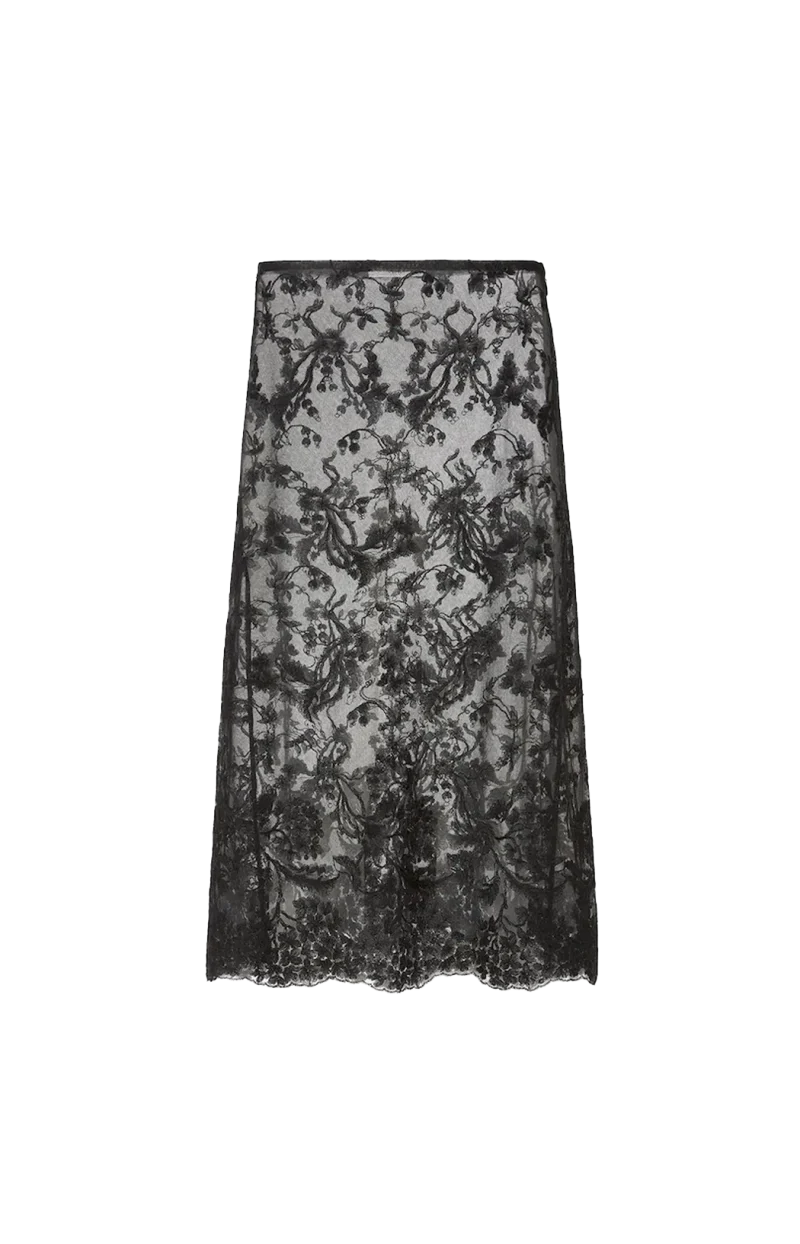 Peonia Lace Skirt in Black
