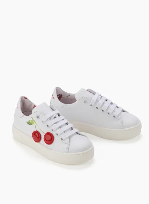 Кожени кецове с 'cherry' мотив Moschino Kids — снимка 2
