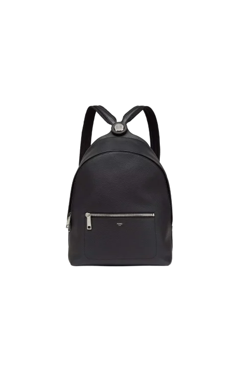 Chiodo Medium Backpack in Black Grained Leather