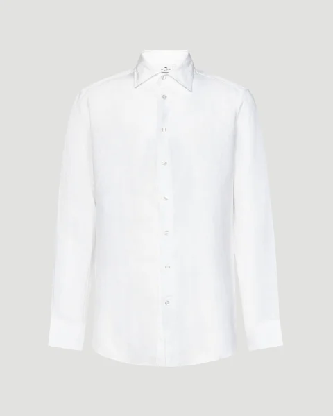 Pegaso Logo Linen Shirt in White