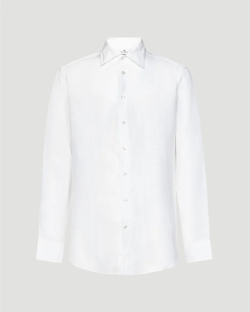 Pegaso Logo Linen Shirt in White