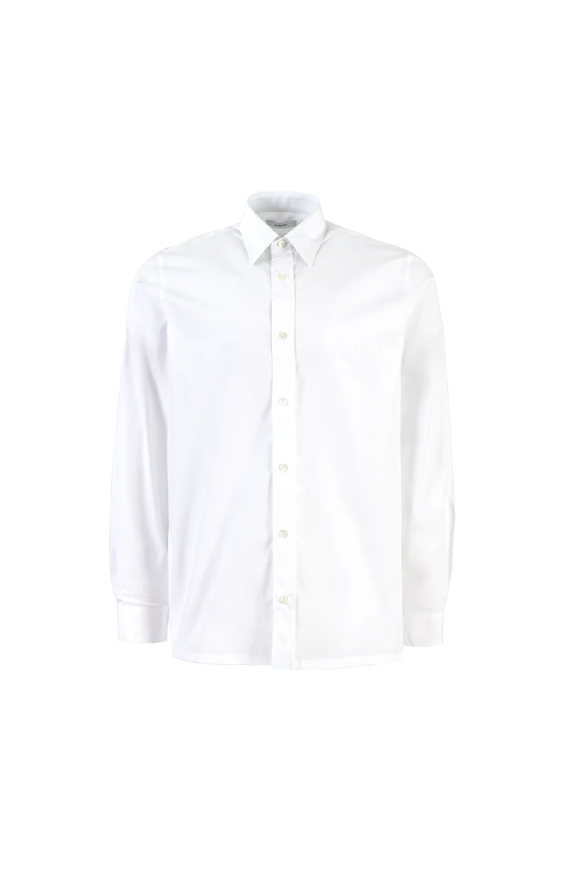 Slim Fit Shirt in White Poplin with Givenchy Embroidery