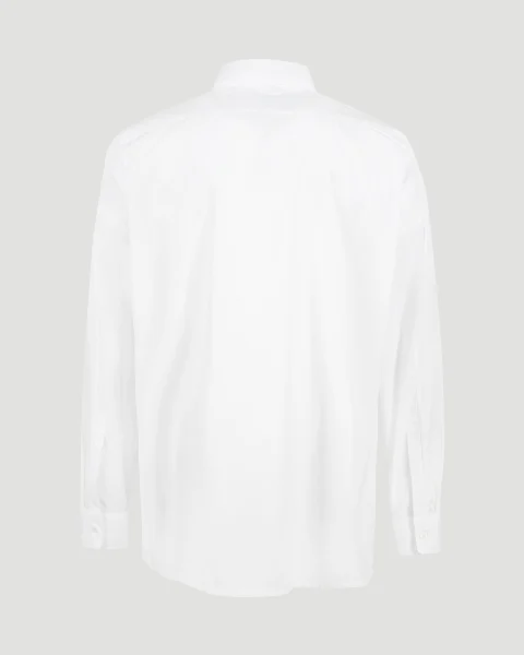 White Poplin Shirt with Logo Embroidery — снимка 3