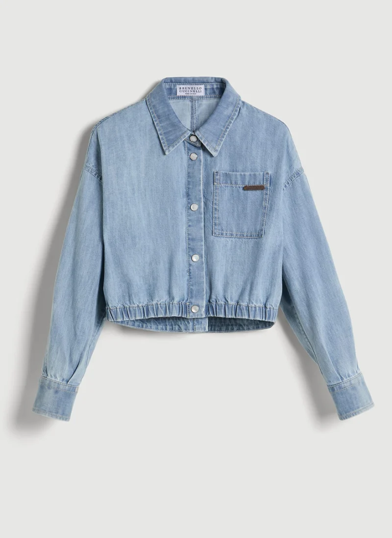 Риза от деним Brunello Cucinelli Kids 4-6