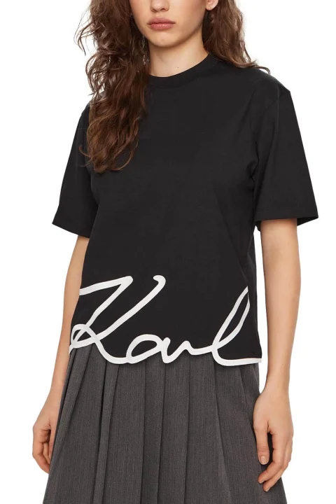 T-Shirt Karl Signature Hem A1W17013 999 black
