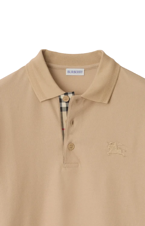 Cotton Polo Shirt in Soft Fawn Beige — снимка 2