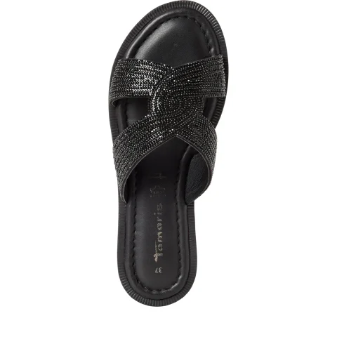 Дамски Равни Чехли TAMARIS – 1-27113-42-0B3 BLACK GLAM — снимка 5