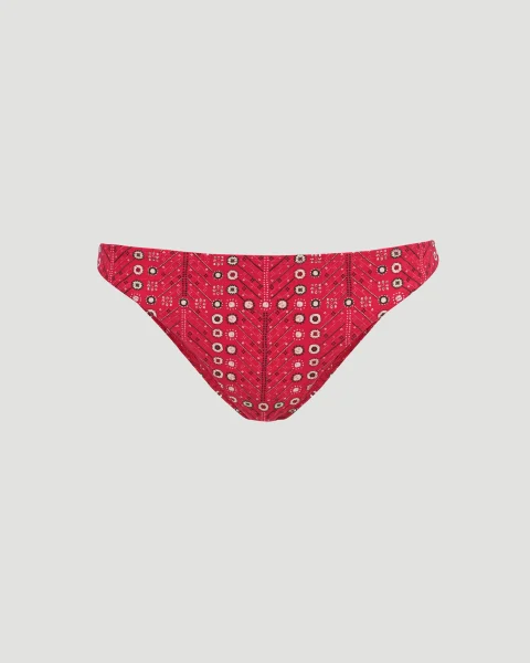 Printed Bikini Bottoms in Red