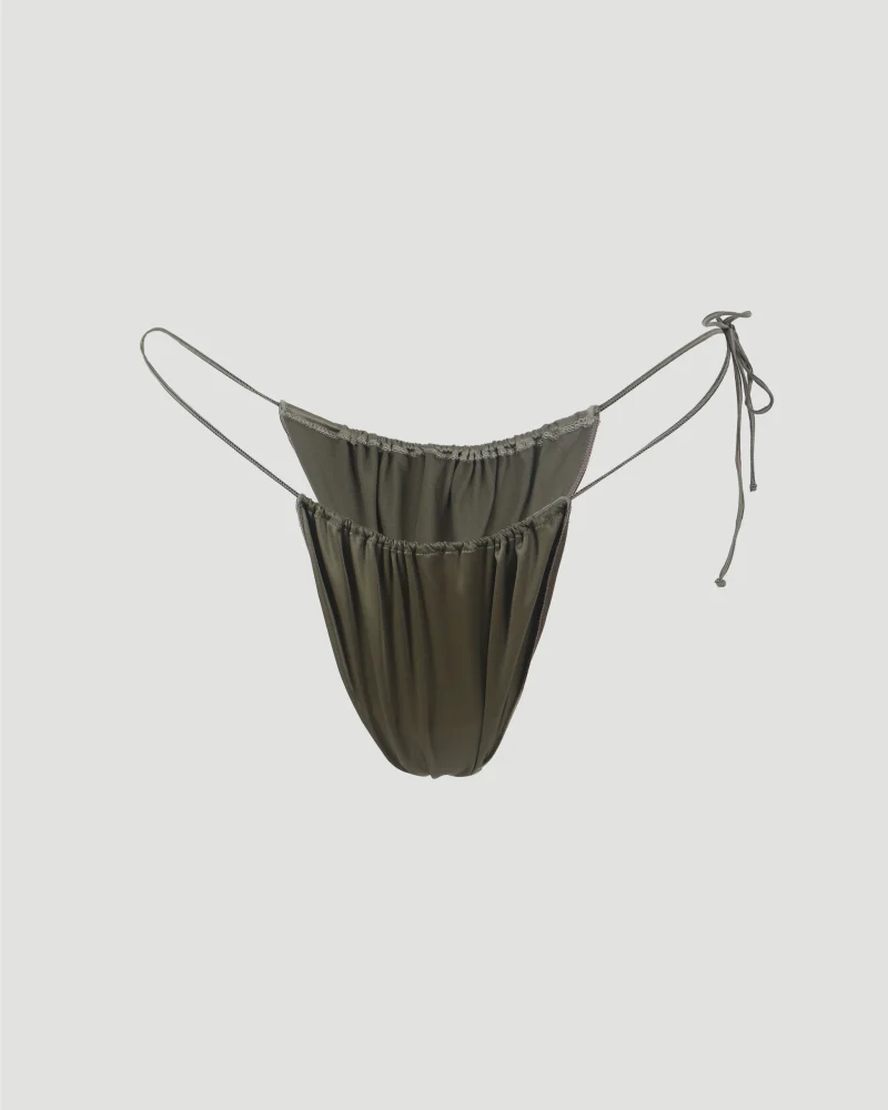 Satin Microkini in Green — снимка 4
