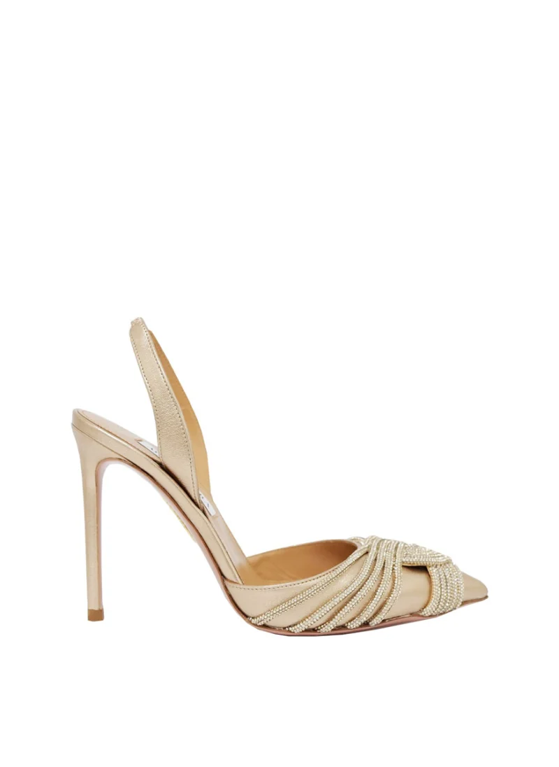 Обувки на ток с декоративни кристали Aquazzura
