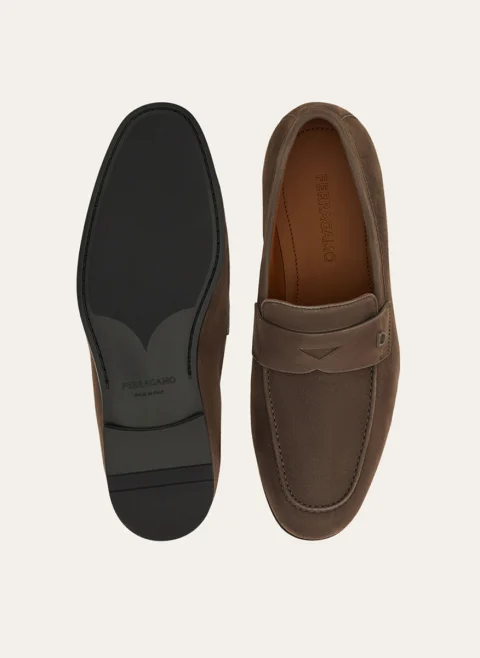 Велурени мокасини с детайл 'Gancini' Ferragamo — снимка 5