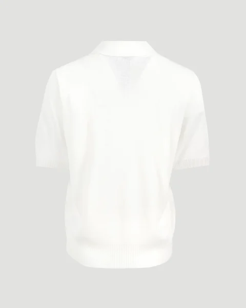 Wool Polo Shirt in Chalk — снимка 3