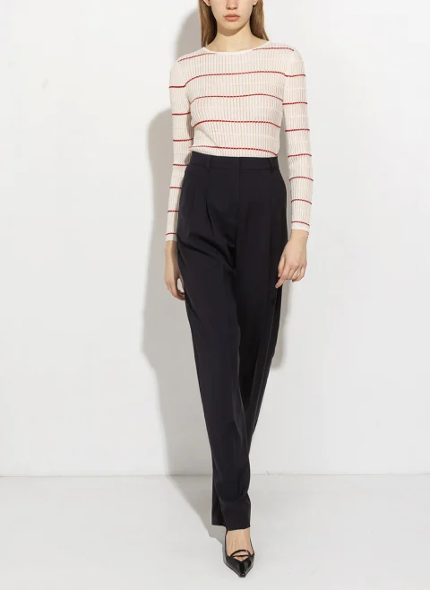 Панталон от фина вълна с колан Max Mara Studio Mstbacio — снимка 8