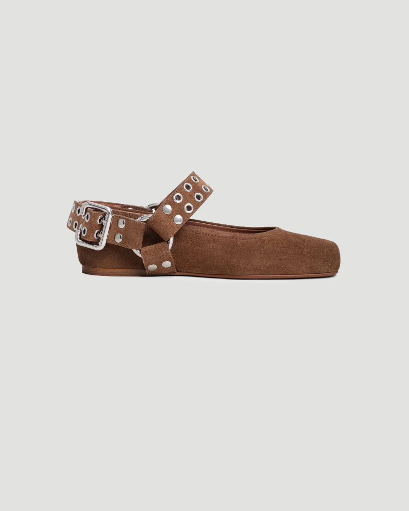 Biker Ballet Flats in Suede