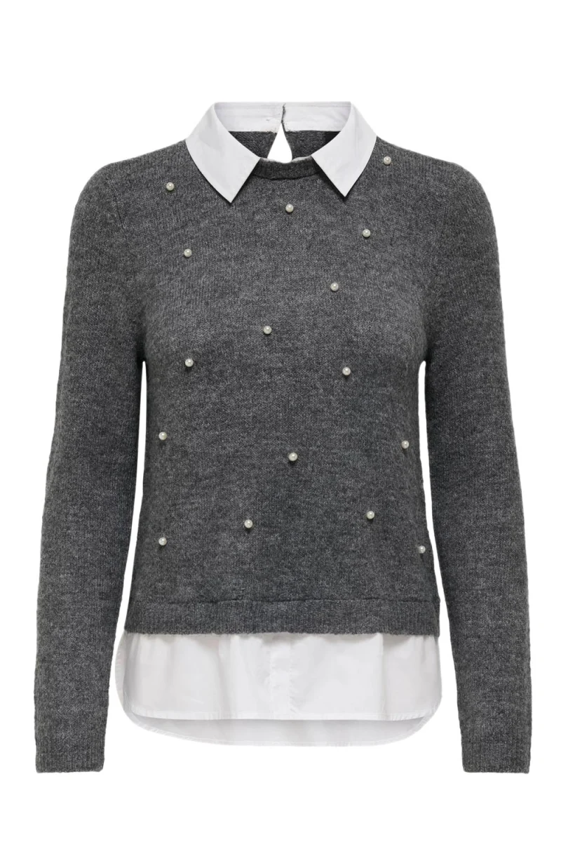 Плетено Onldolly Ls Woven Mix Pearl Pull Knt 15353350 BS000087 medium grey melange