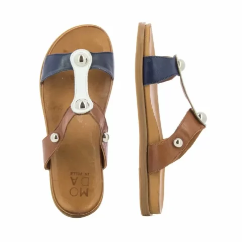 Дамски Равни Чехли MODA IN PELLE – 25091ONEY NAVY TAN 07 — снимка 5