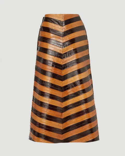Two-Tone Chevron Hagfish Leather Skirt — снимка 2