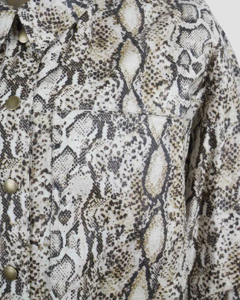 Coated Linen Jacket in Animal Print — снимка 3