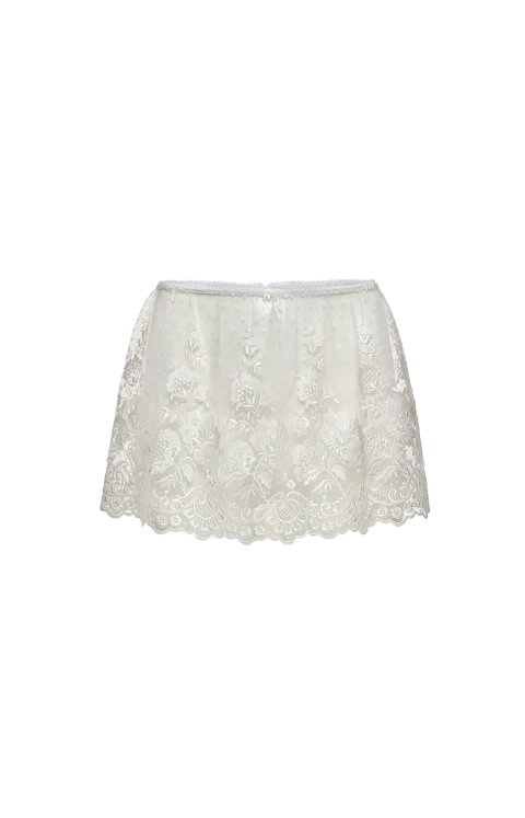 Embroidered Mini Skirt in White