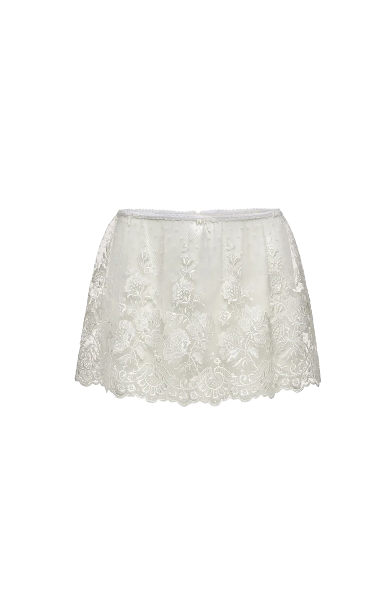 Embroidered Mini Skirt in White