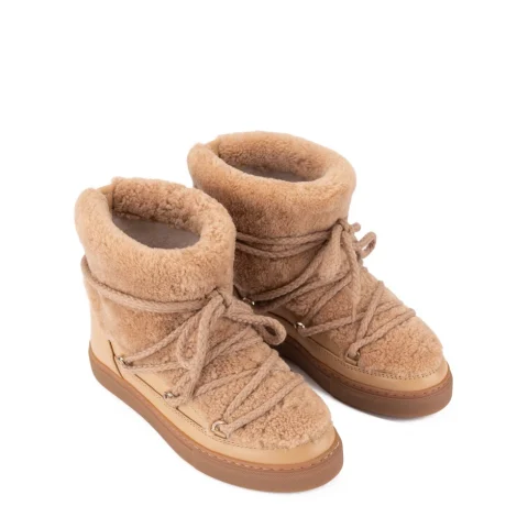 Дамски бежови боти Curly Sneaker Inuikii — снимка 7