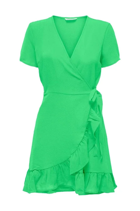 Рокля Onlnova Life S/S Marlie Wrap Dress Solid 15256777 14-0156 TCX summer green