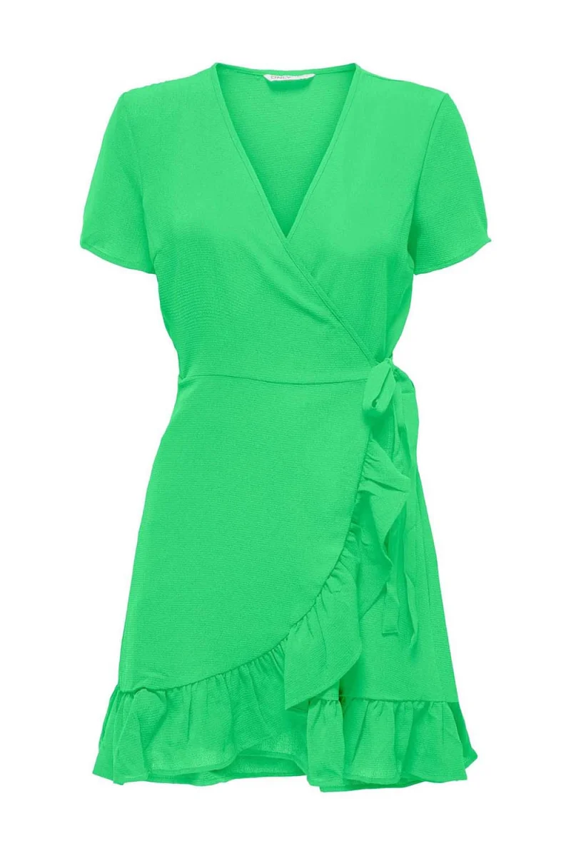 Рокля Onlnova Life S/S Marlie Wrap Dress Solid 15256777 14-0156 TCX summer green