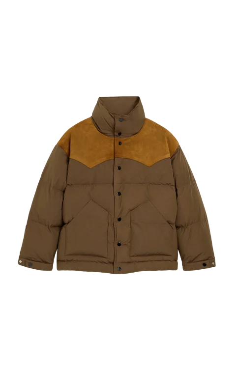 Nylon and Cotton Down jacket in Chocolate Brown