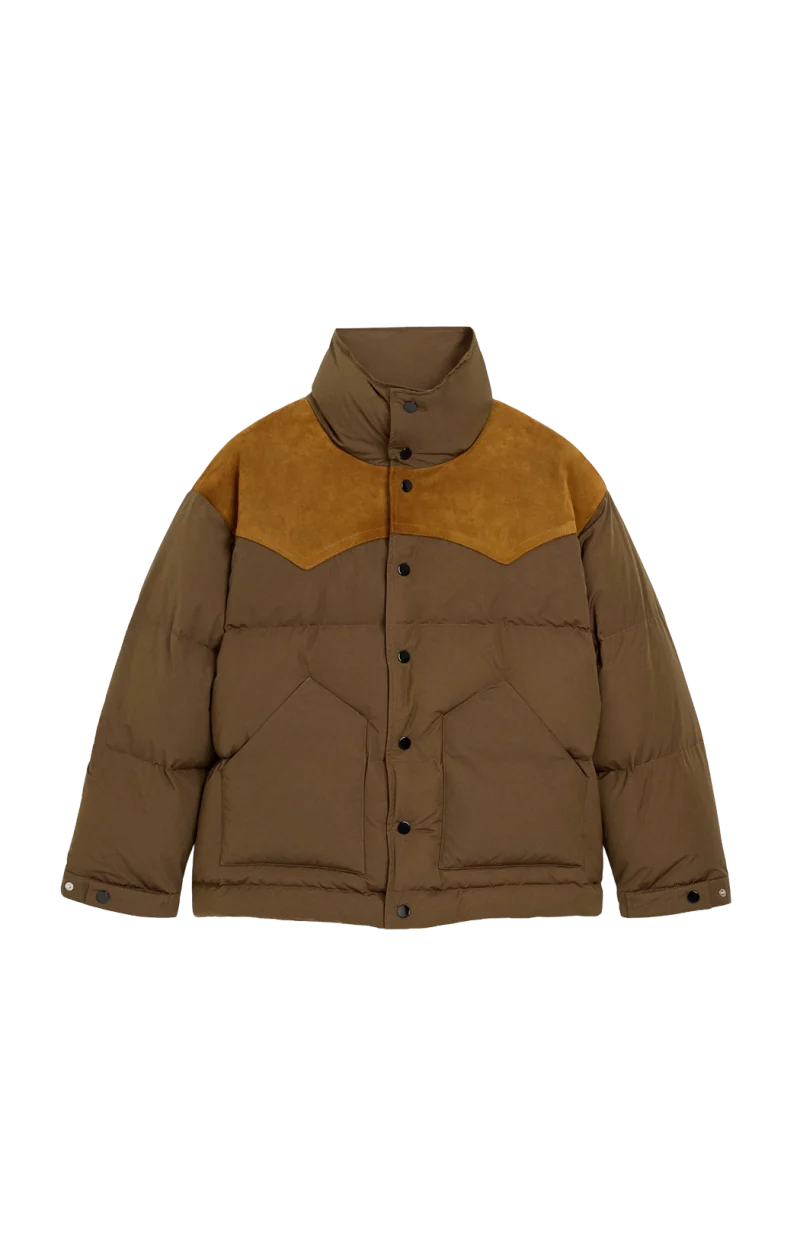 Nylon and Cotton Down jacket in Chocolate Brown