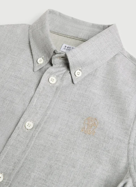Класическа риза с бродерия Brunello Cucinelli Kids 8-10 — снимка 7