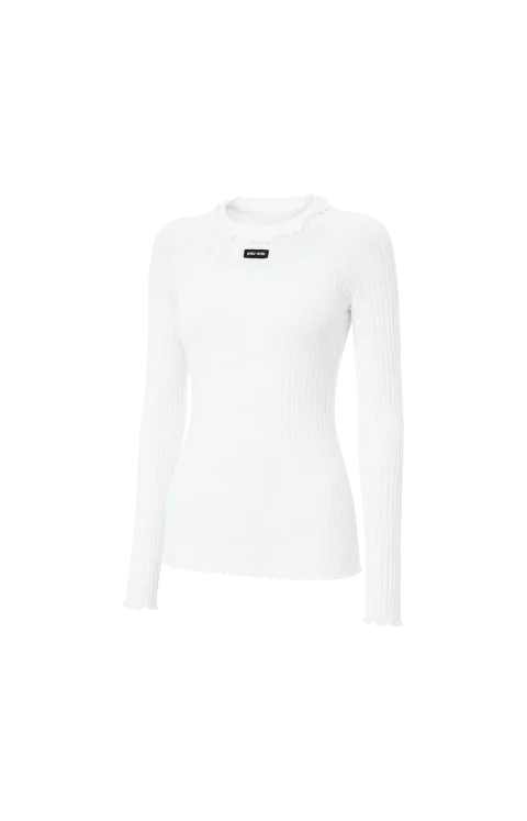 Silk Crew-Neck Sweater in White — снимка 2
